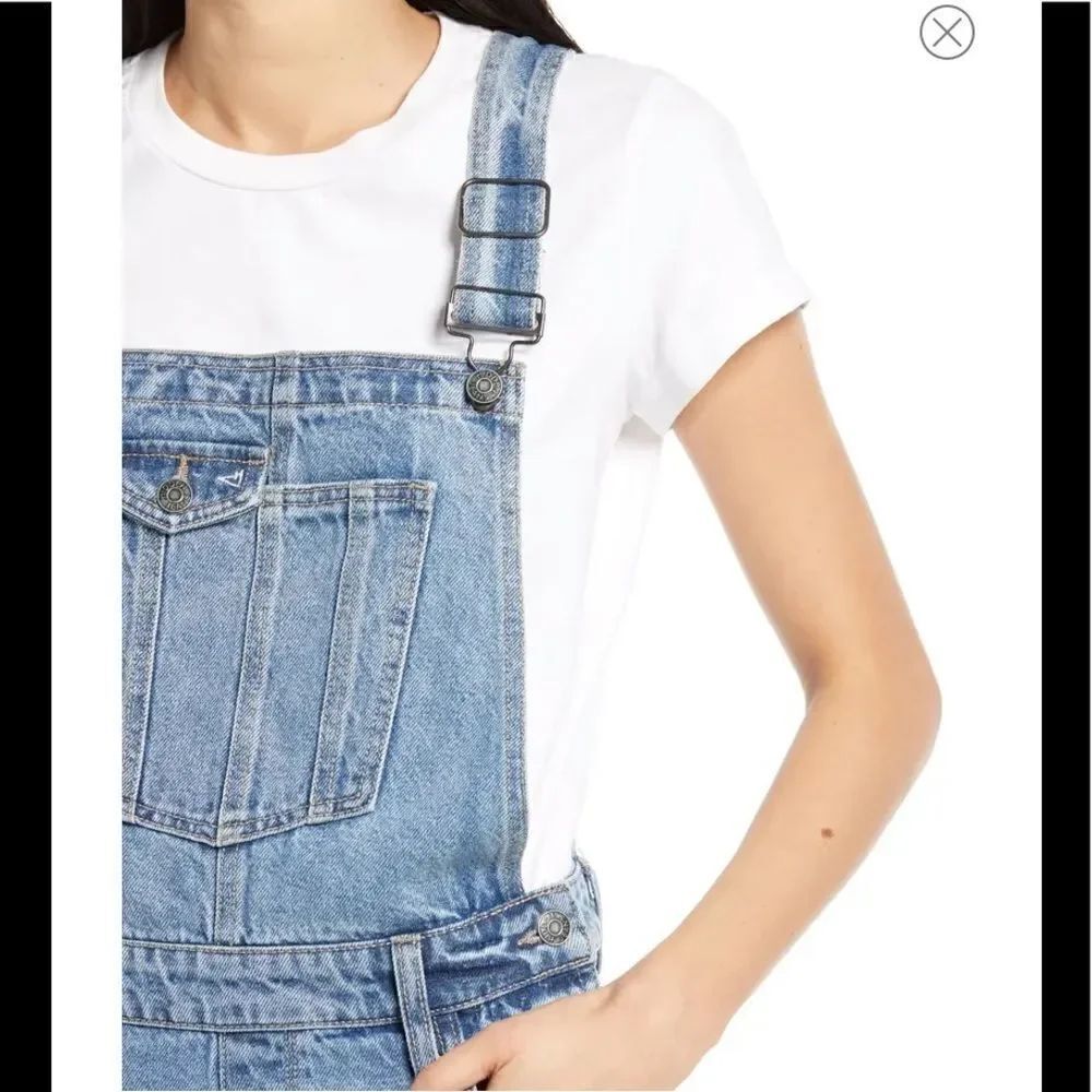 Hidden Frayed Denim Short Overalls - Picture 7 of 13